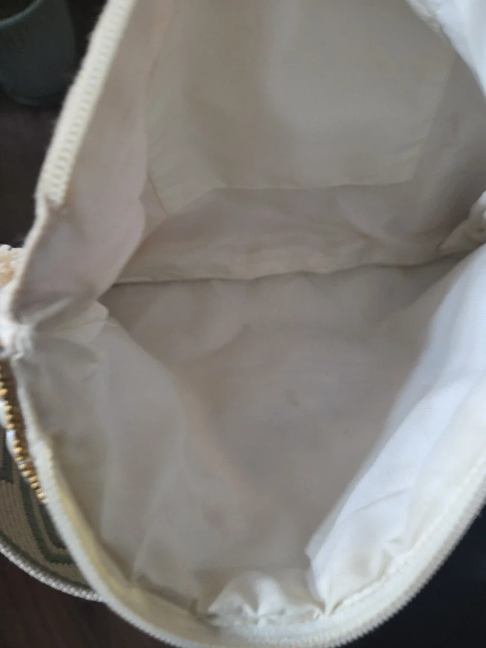 Boho Beaded Fringe Crossbody Bag Cream Gold Pearl - Used